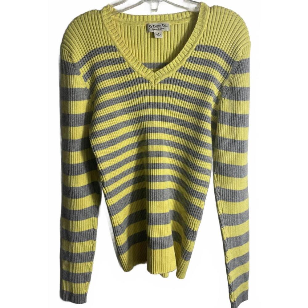 St. John's Bay Sweater Women's Medium Yellow Cotton Y2K 90s - Picture 6 of 6